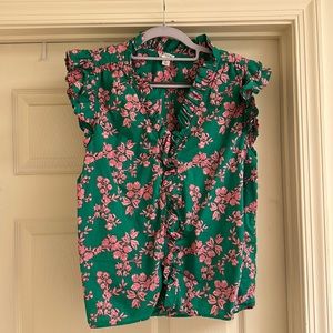 Pink & Green Summer JCrew Blouse, Size L